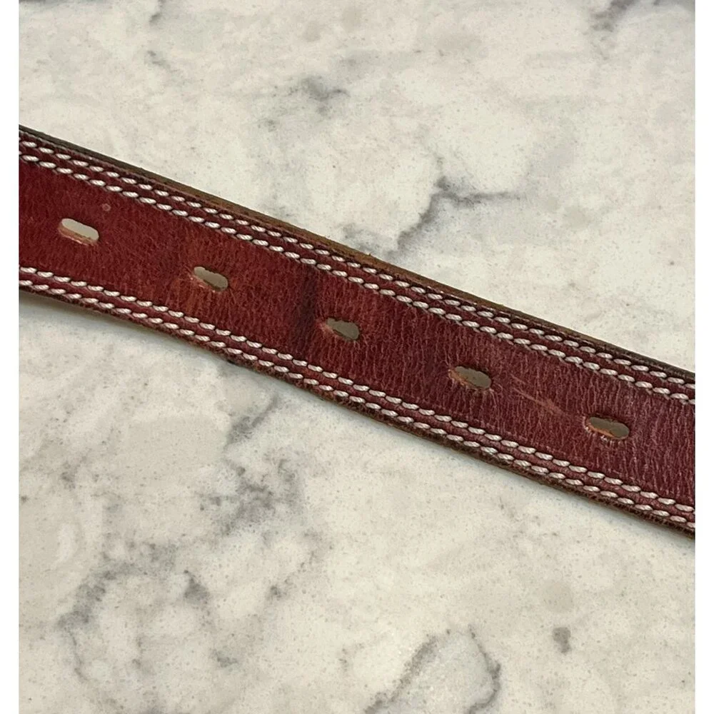 Leonardo Red Italian Leather Belt‎ Western 75/90, 1